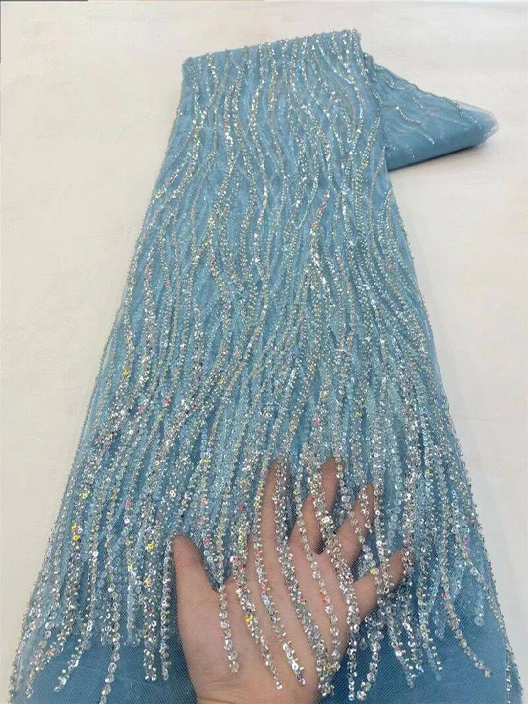 Glitter Tablecloth - Tessuto in Tulle Ricamato con Motivi