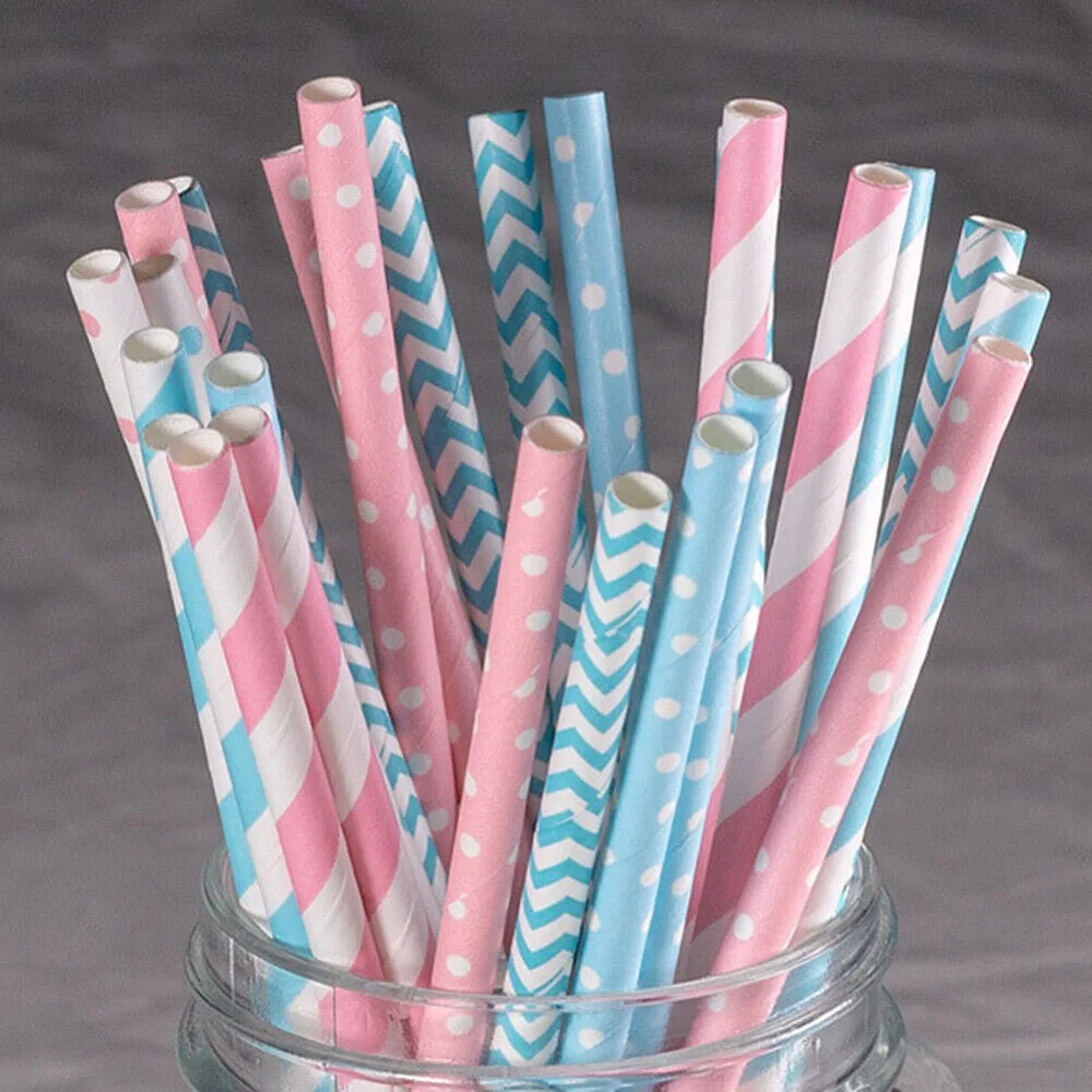 Paper Straw Color - 100 cannucce di carta confezionate in