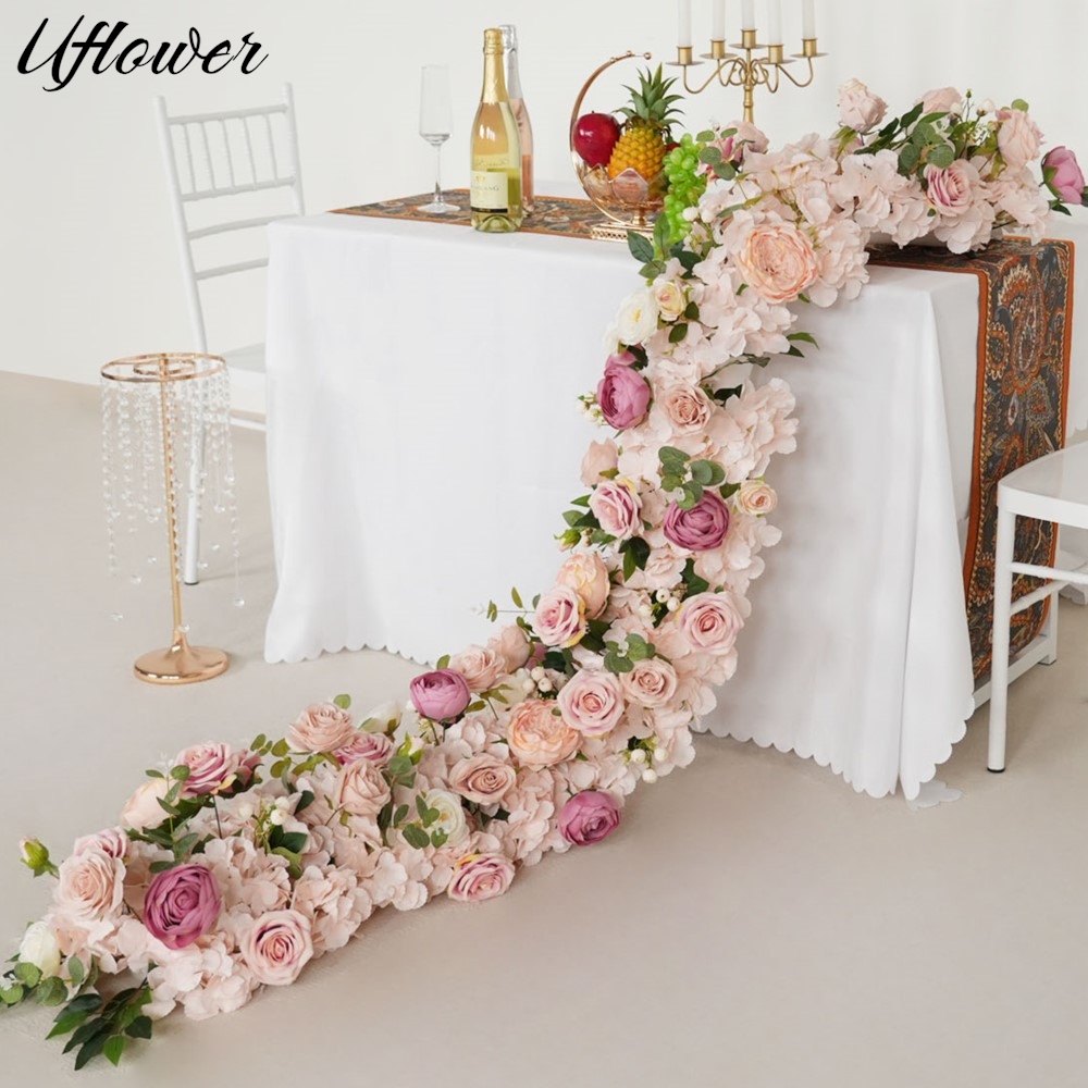 Flower Wall Panel - Uflower 200 cm Rosa Rosa Ortensia