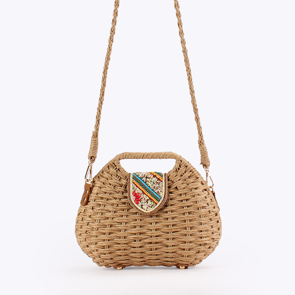 Paper Straw Color - Borse da donna con perline colorate,