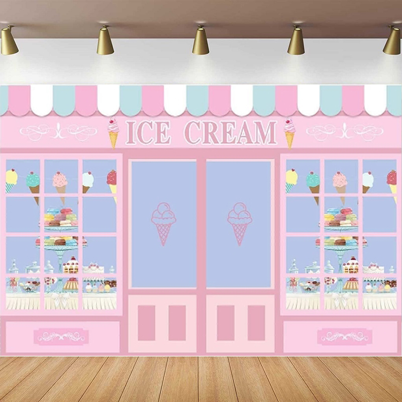 Dessert Table Backdrop - Sfondo fotografico a tema gelato Negozio