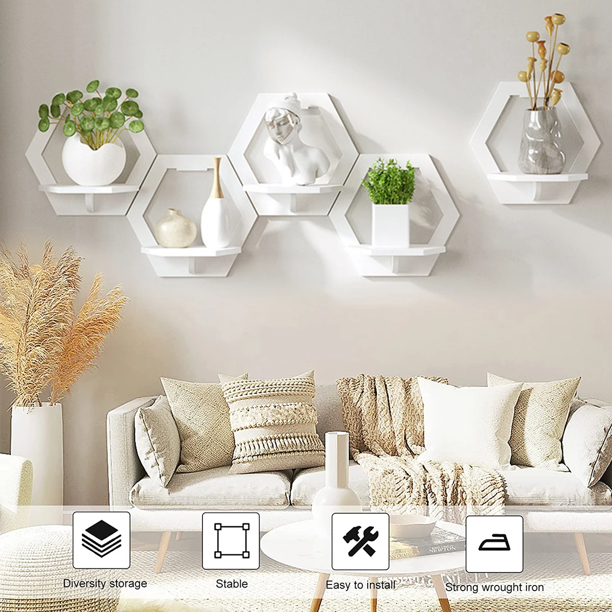 3 pezzi mensola a muro esagona - Flower Wall Panel recensione e prezzo