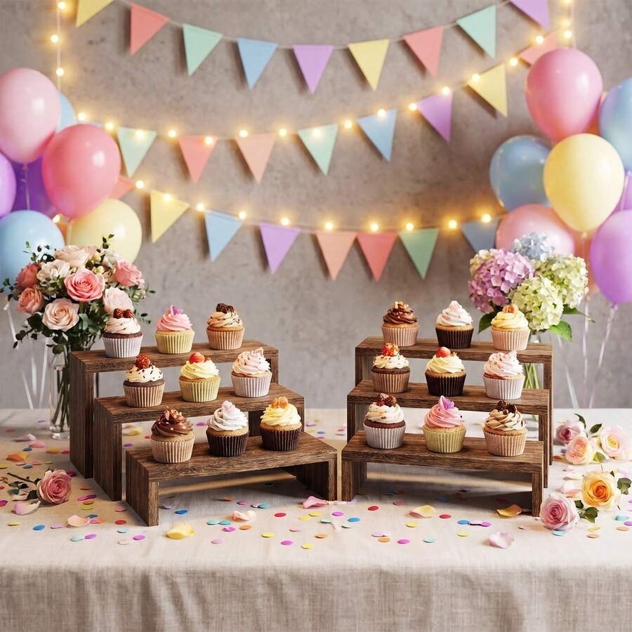 Set di 6 Supporti in Legno per - Cupcake Stand Tier recensione e prezzo